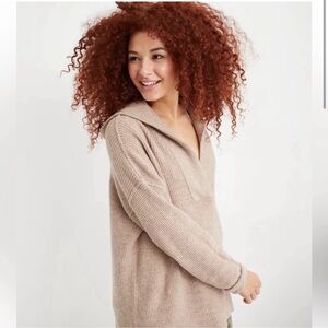 Aerie CozyUp Waffle Sweater Hoodie